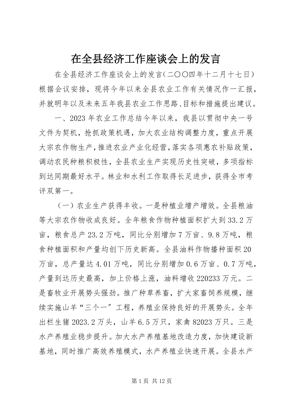 2023年在全县经济工作座谈会上的讲话.docx_第1页