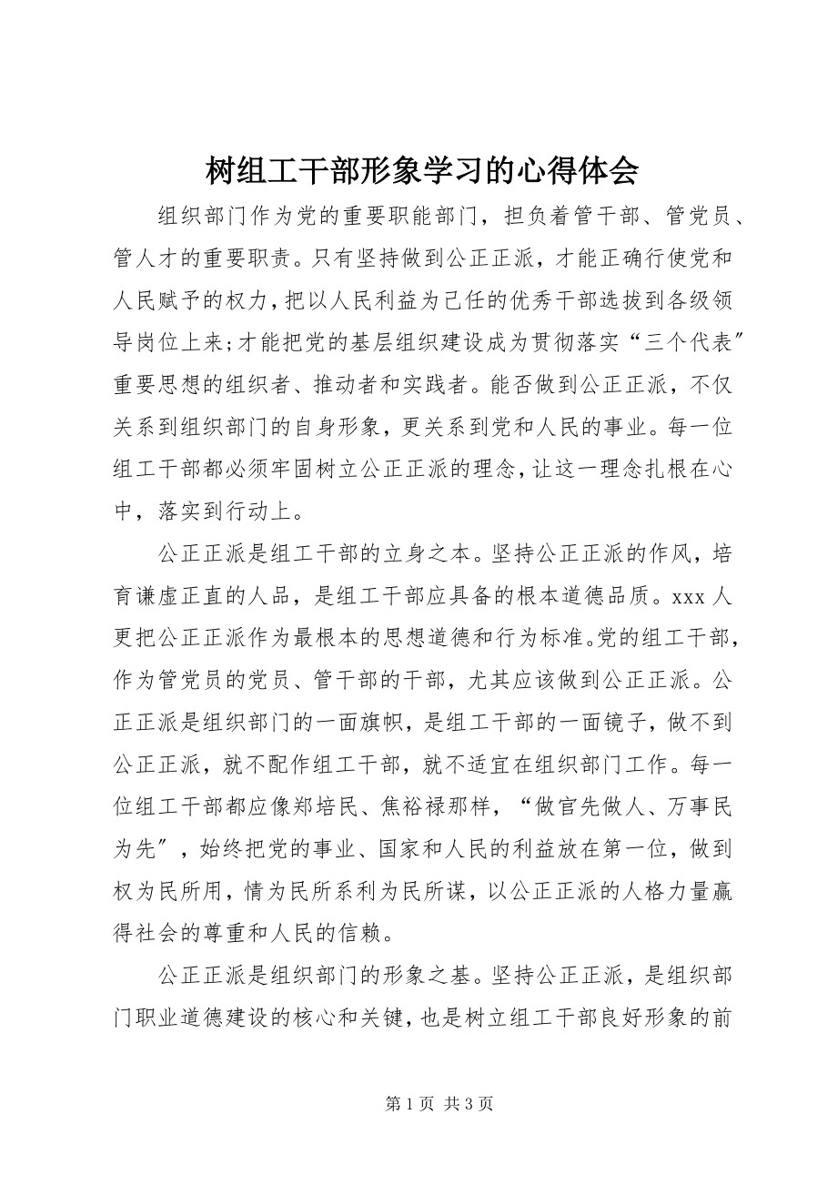 2023年树组工干部形象学习的心得体会.docx_第1页