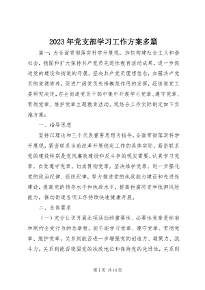 2023年党支部学习工作计划多篇.docx