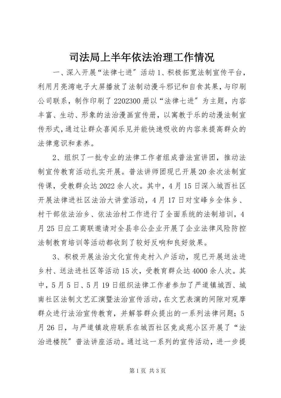 2023年司法局上半年依法治理工作情况.docx_第1页