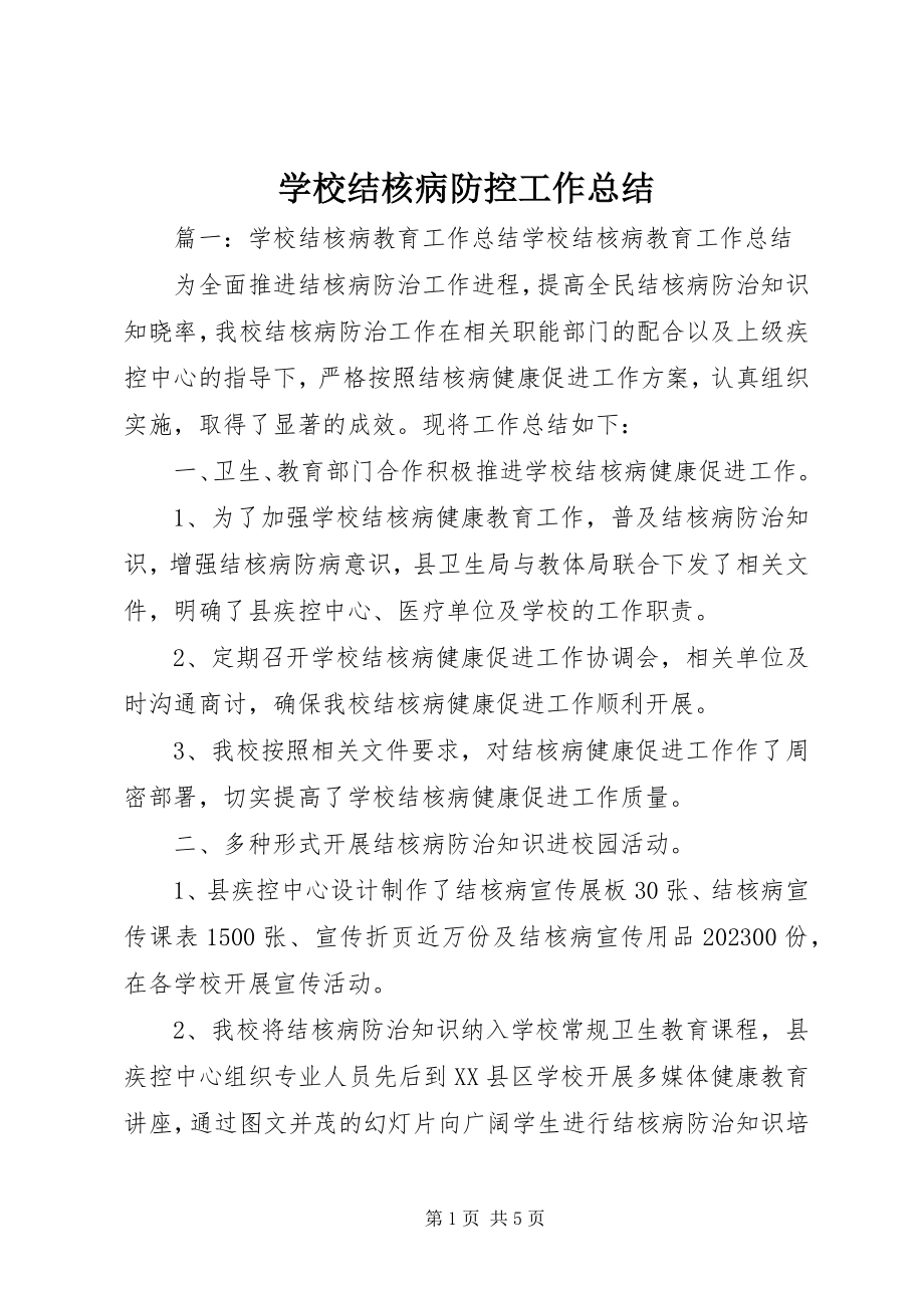 2023年学校结核病防控工作总结.docx_第1页