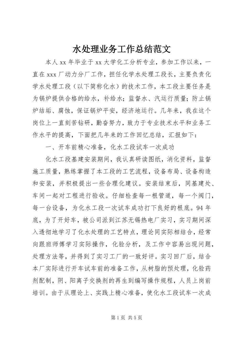 2023年水处理业务工作总结2.docx_第1页