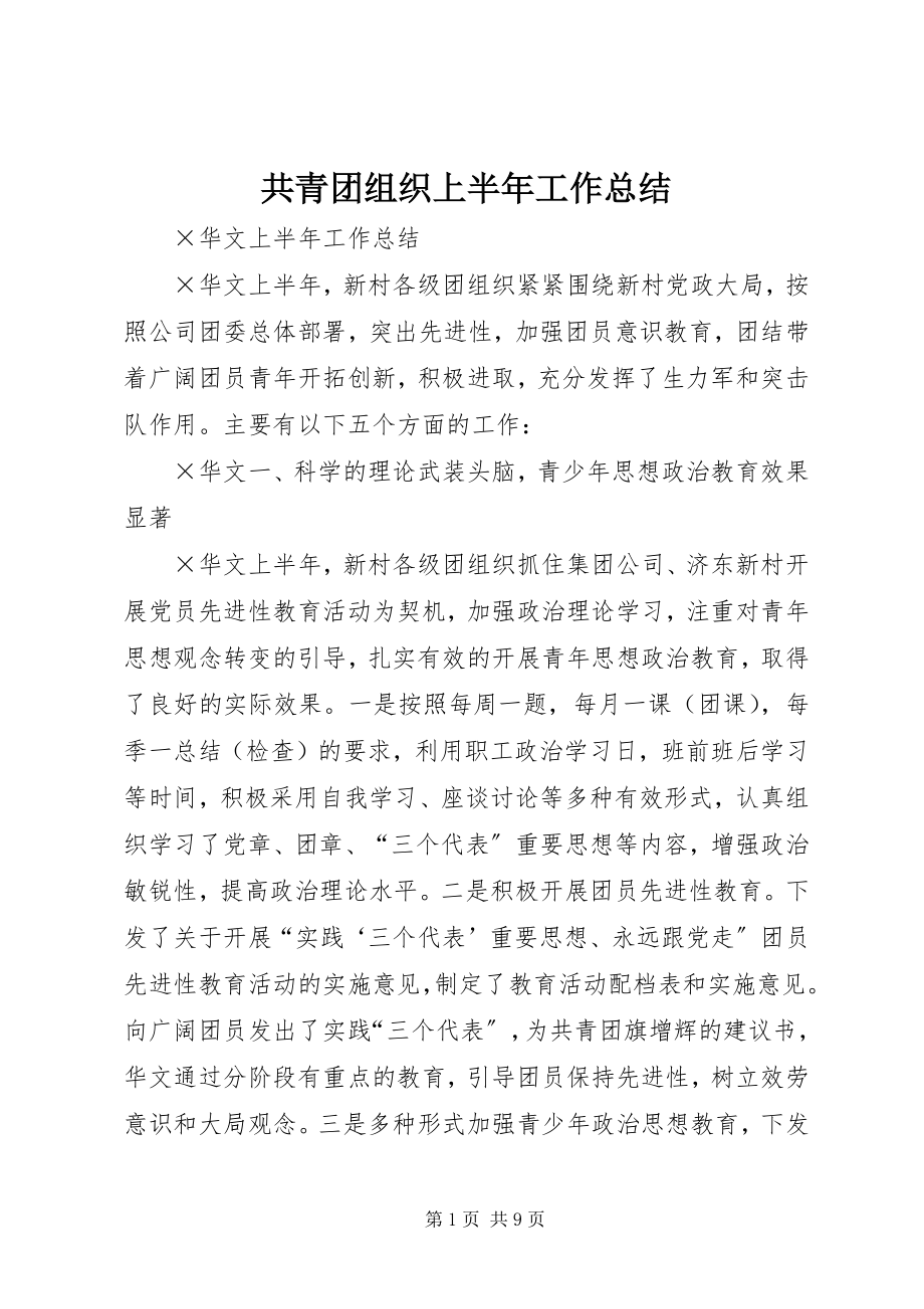 2023年共青团组织上半年工作总结.docx_第1页