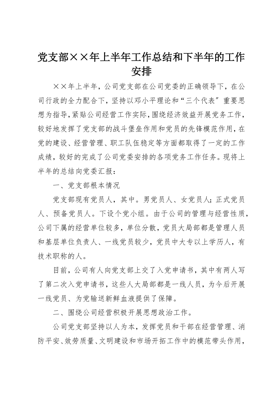 2023年党支部××年上半年工作总结和下半年的工作安排.docx_第1页