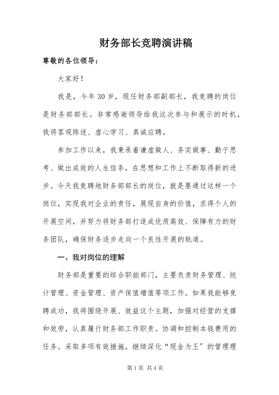 2023年财务部长竞聘演讲稿新编.docx_第1页