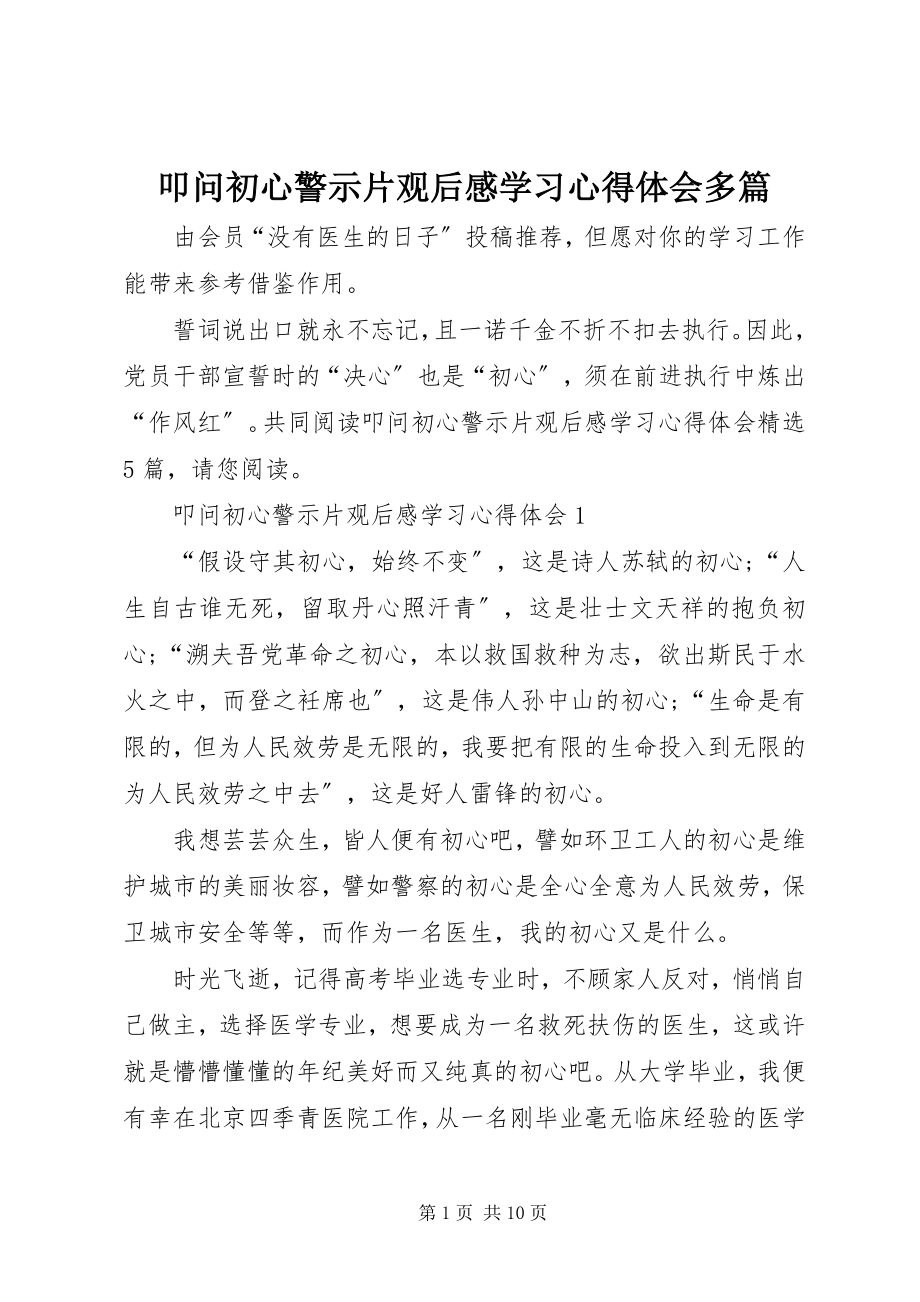 2023年《叩问初心》警示片观后感学习心得体会多篇.docx_第1页