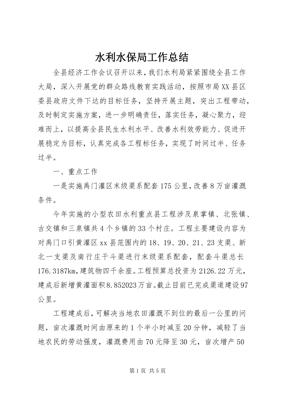 2023年水利水保局工作总结.docx_第1页