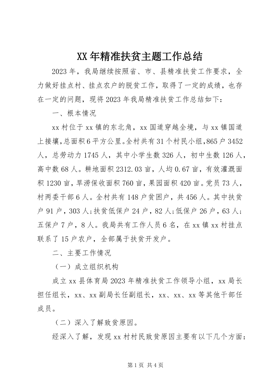 2023年精准扶贫主题工作总结.docx_第1页