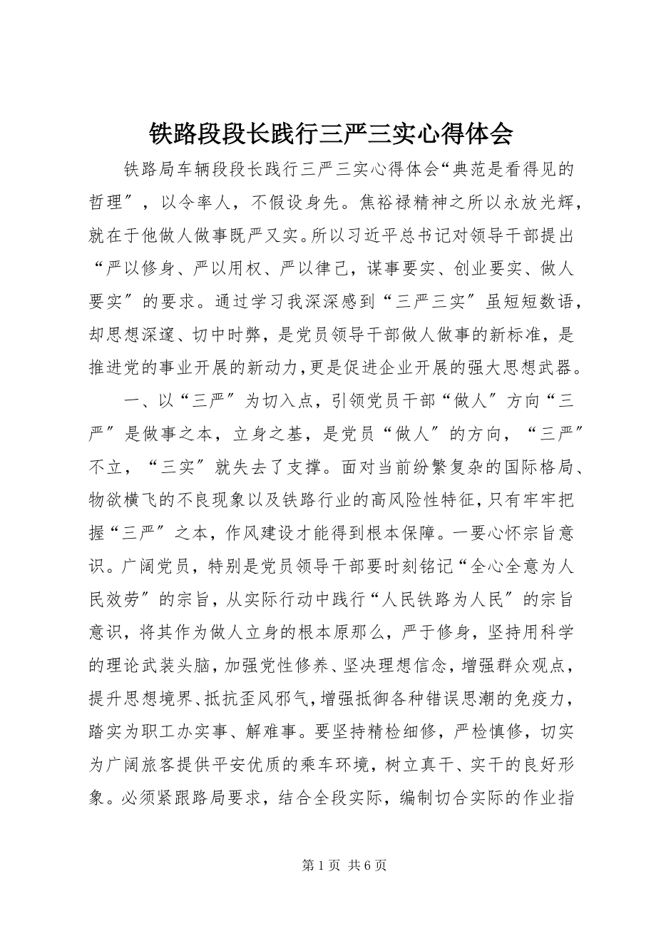 2023年铁路段段长践行三严三实心得体会.docx_第1页