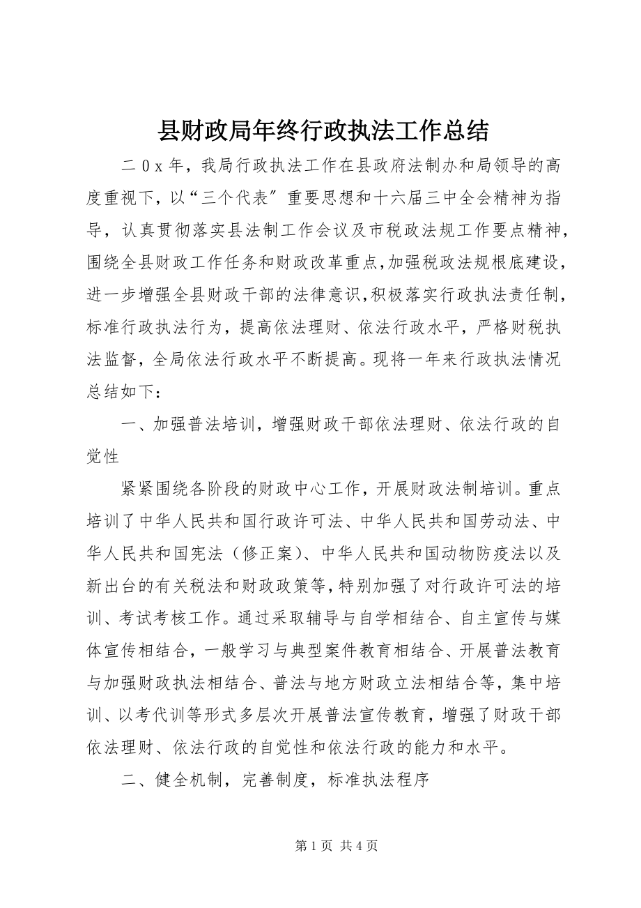 2023年县财政局年终行政执法工作总结.docx_第1页