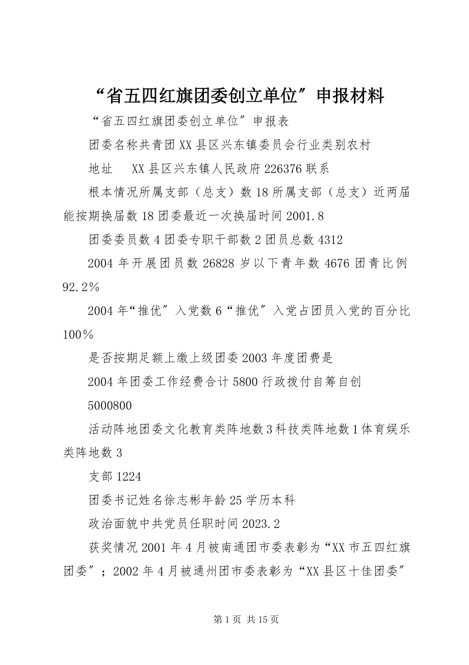 2023年省五四红旗团委创建单位申报材料.docx_第1页