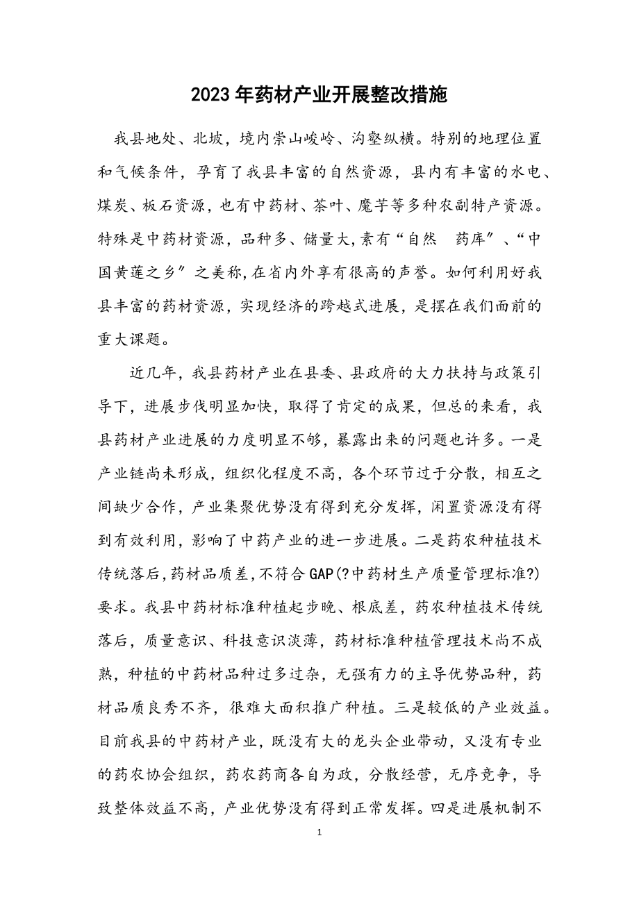 2023年药材产业发展整改措施.docx_第1页