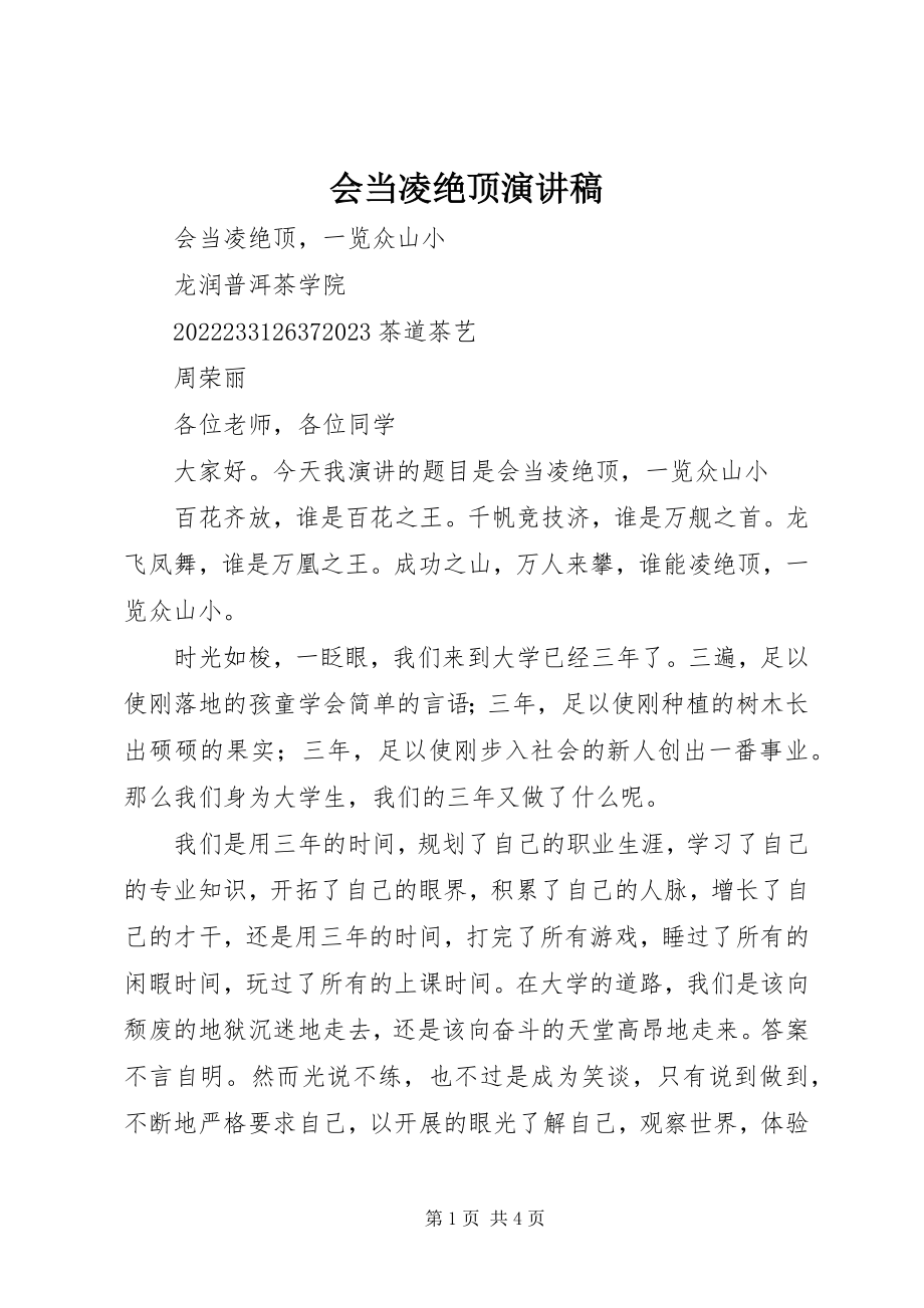 2023年会当凌绝顶演讲稿.docx_第1页