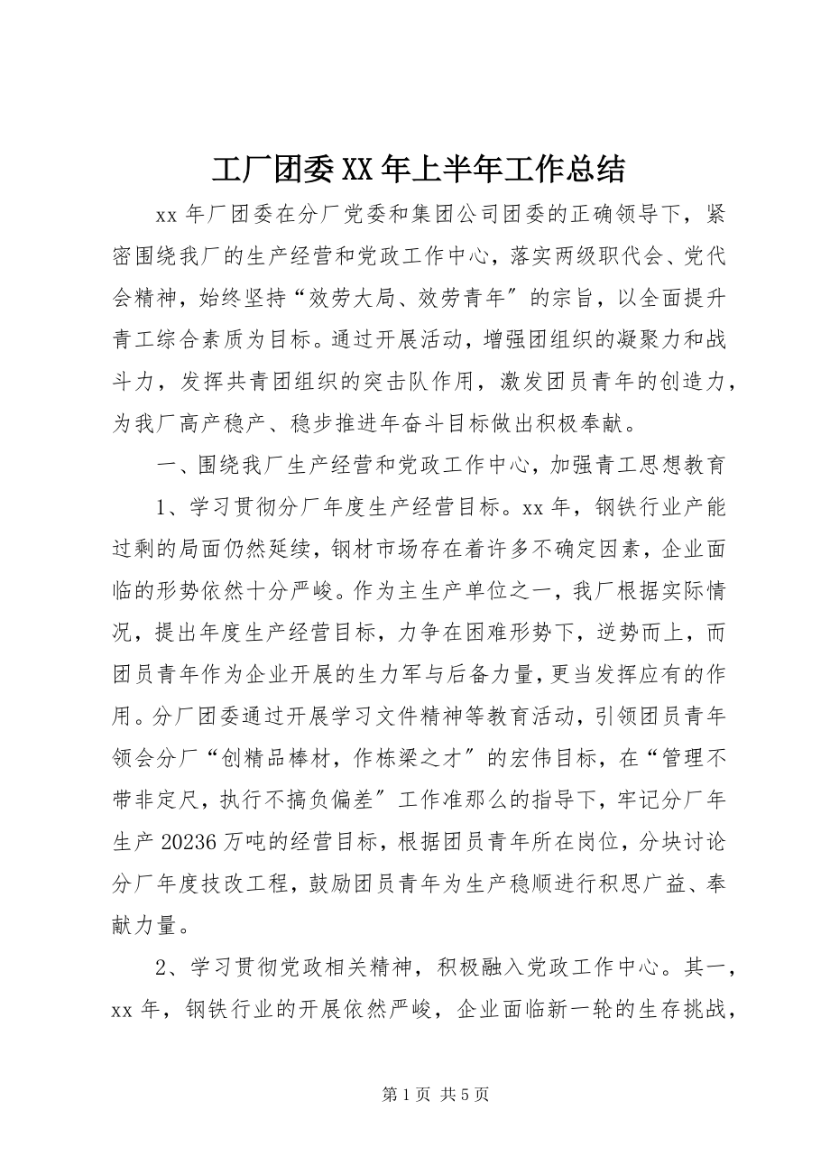 2023年工厂团委某年上半年工作总结.docx_第1页