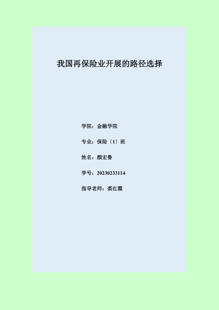 2023年我国再保险业发展的路径选择.doc_第1页