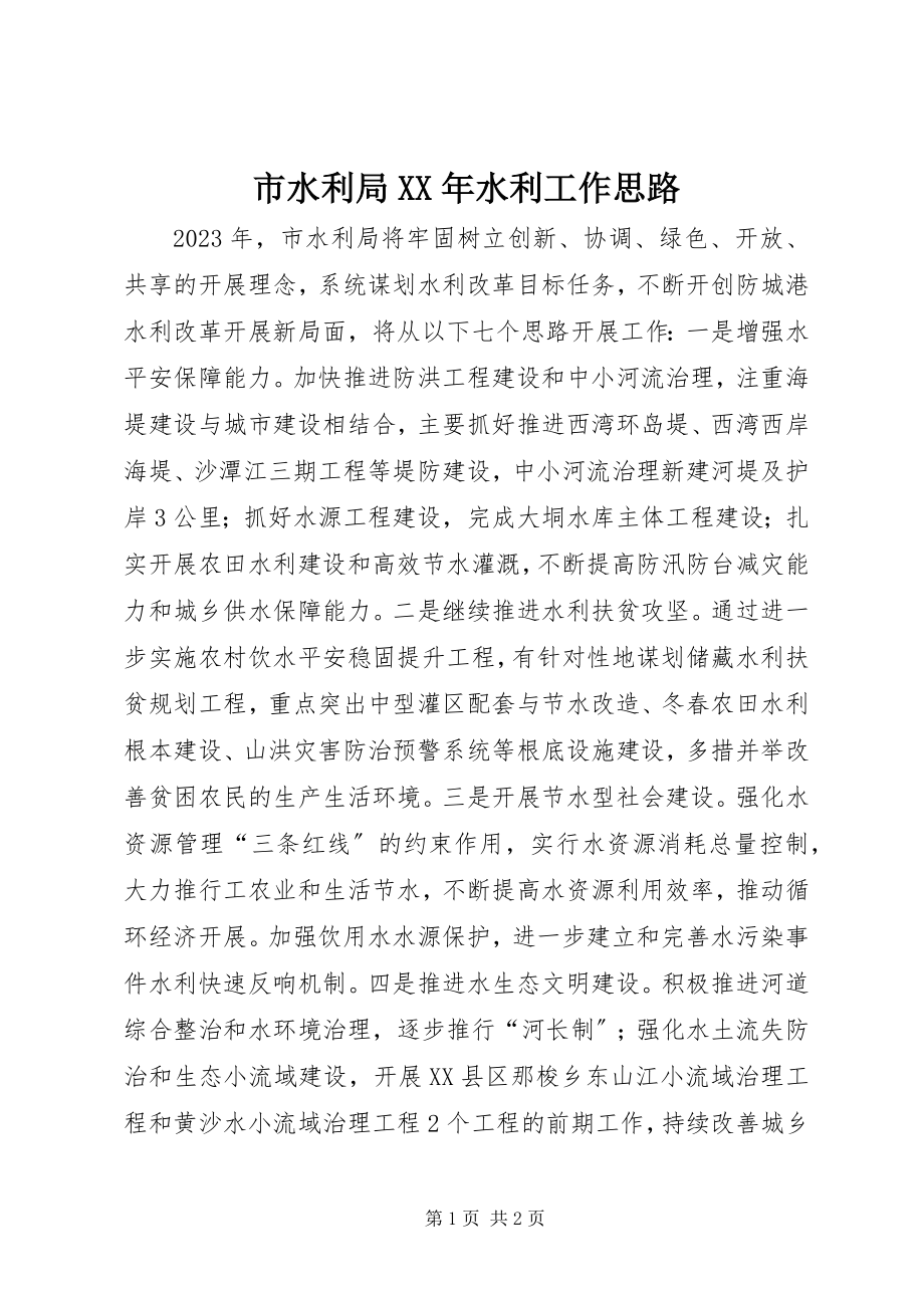 2023年市水利局水利工作思路.docx_第1页