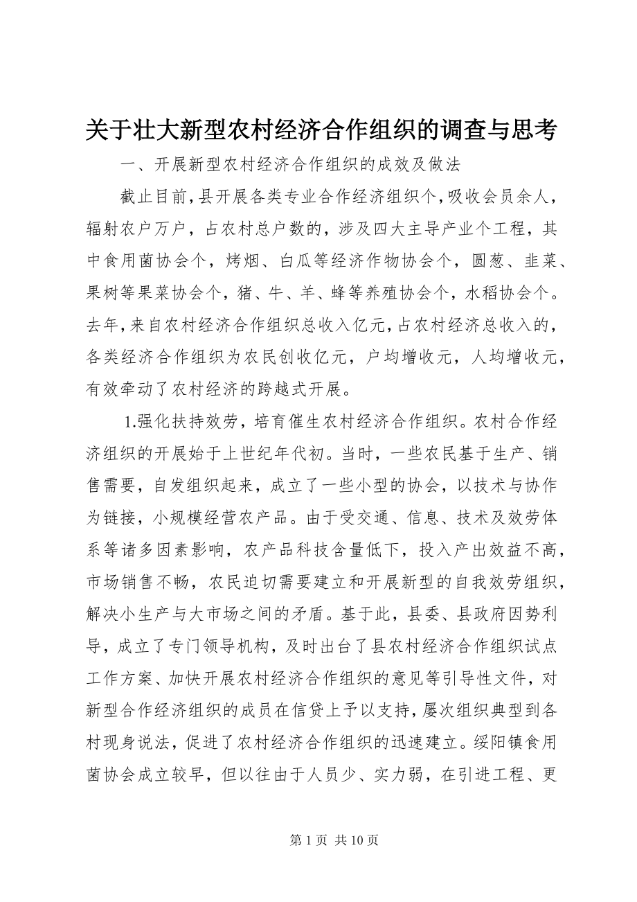 2023年壮大新型农村经济合作组织的调查与思考.docx_第1页