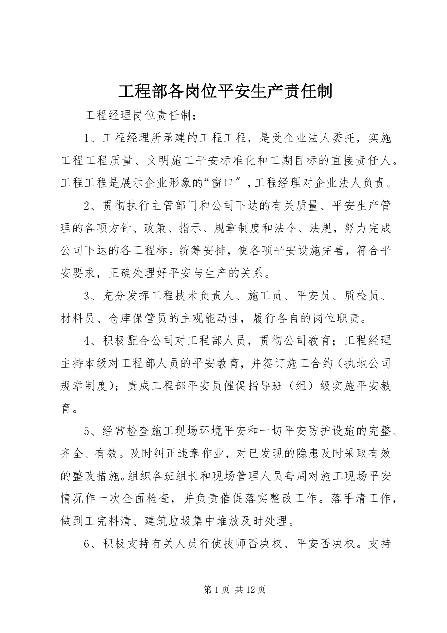 2023年项目部各岗位安全生产责任制.docx_第1页