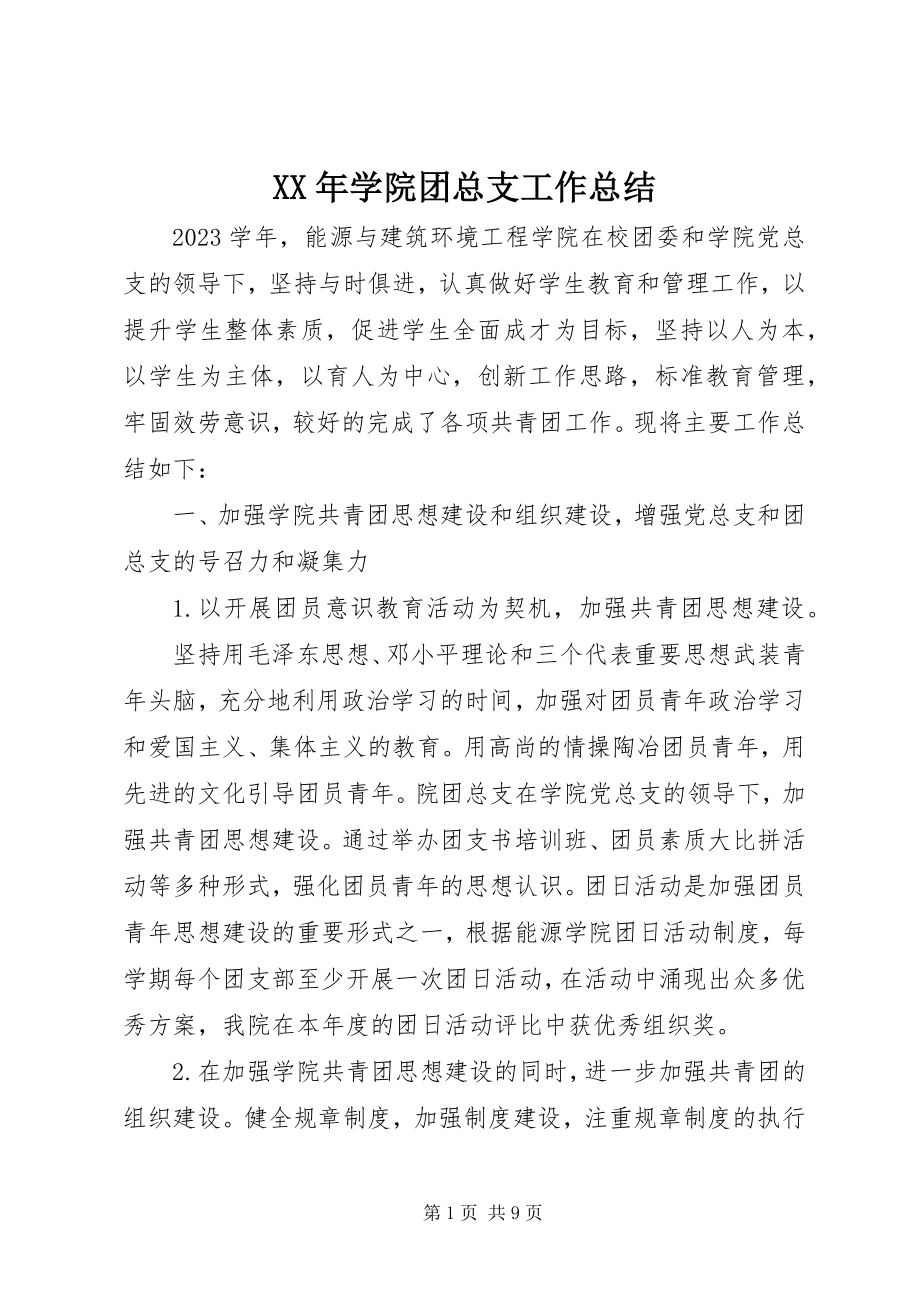 2023年学院团总支工作总结.docx_第1页