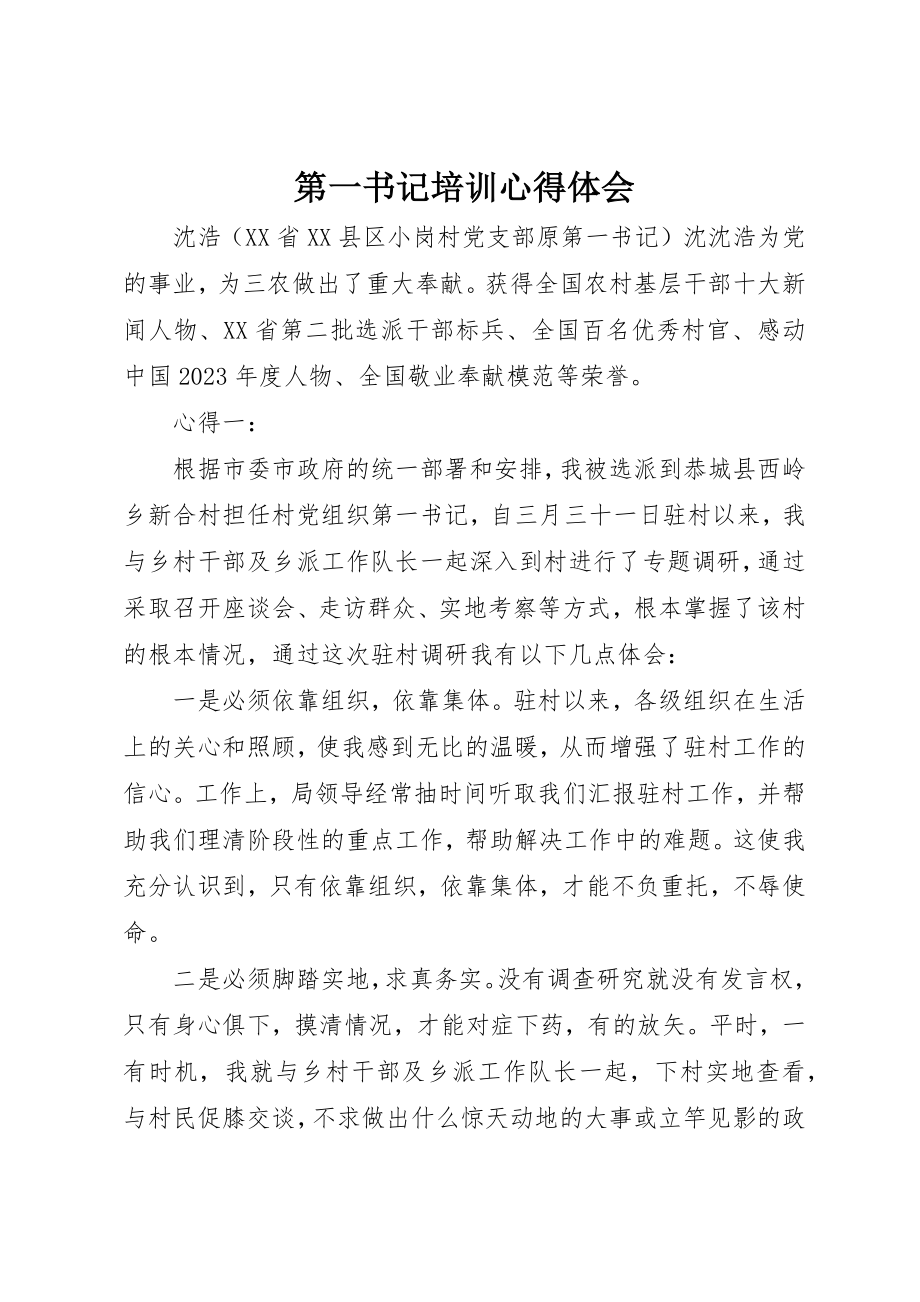 2023年第一书记培训心得体会新编.docx_第1页