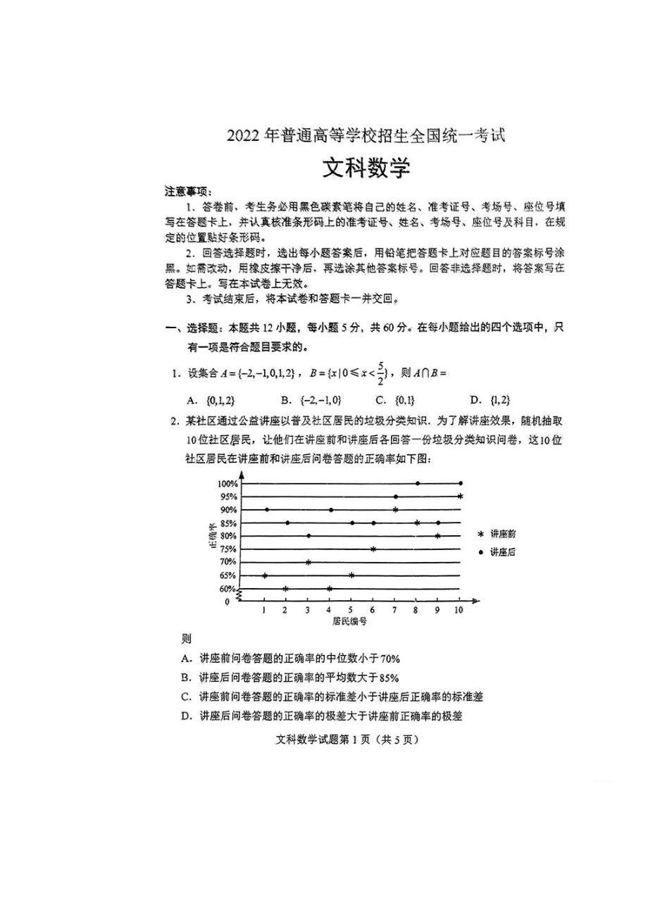 高考全国甲卷文科数学试题（含答案）.docx_第1页