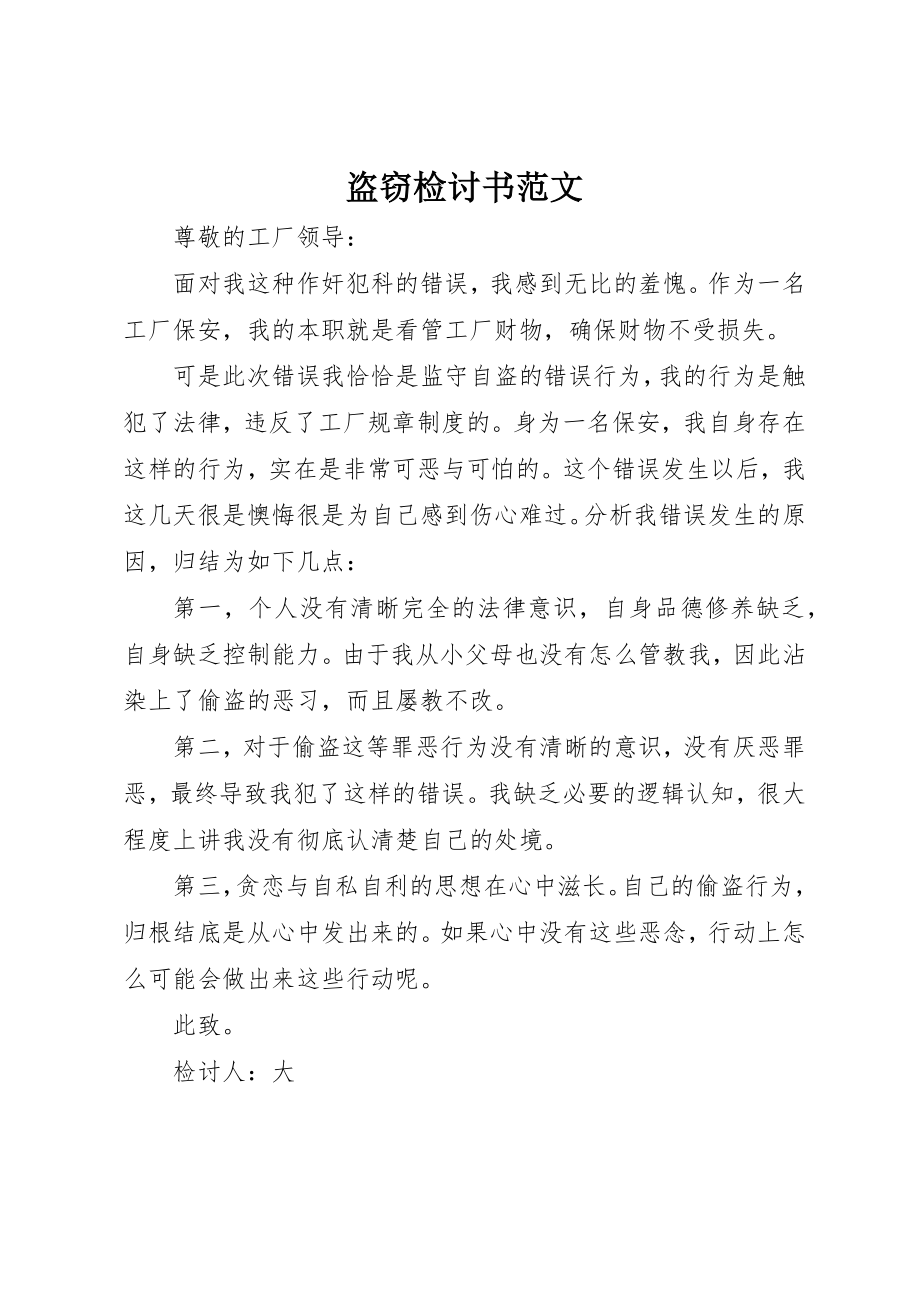 2023年盗窃检讨书新编.docx_第1页