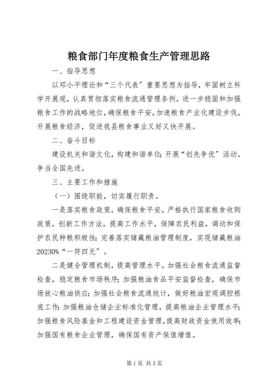 2023年粮食部门度粮食生产管理思路.docx_第1页