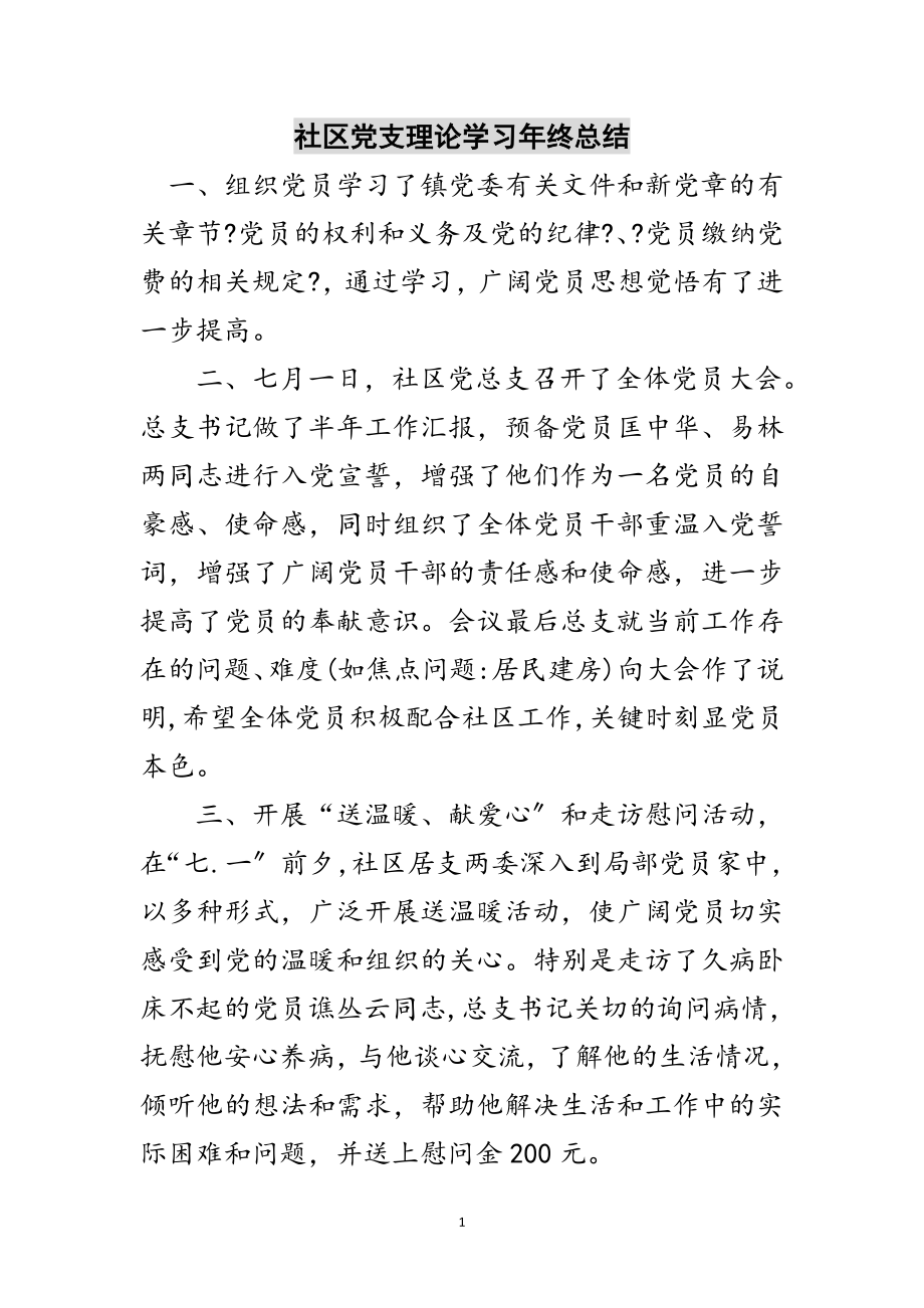 2023年社区党支理论学习年终总结范文.doc_第1页