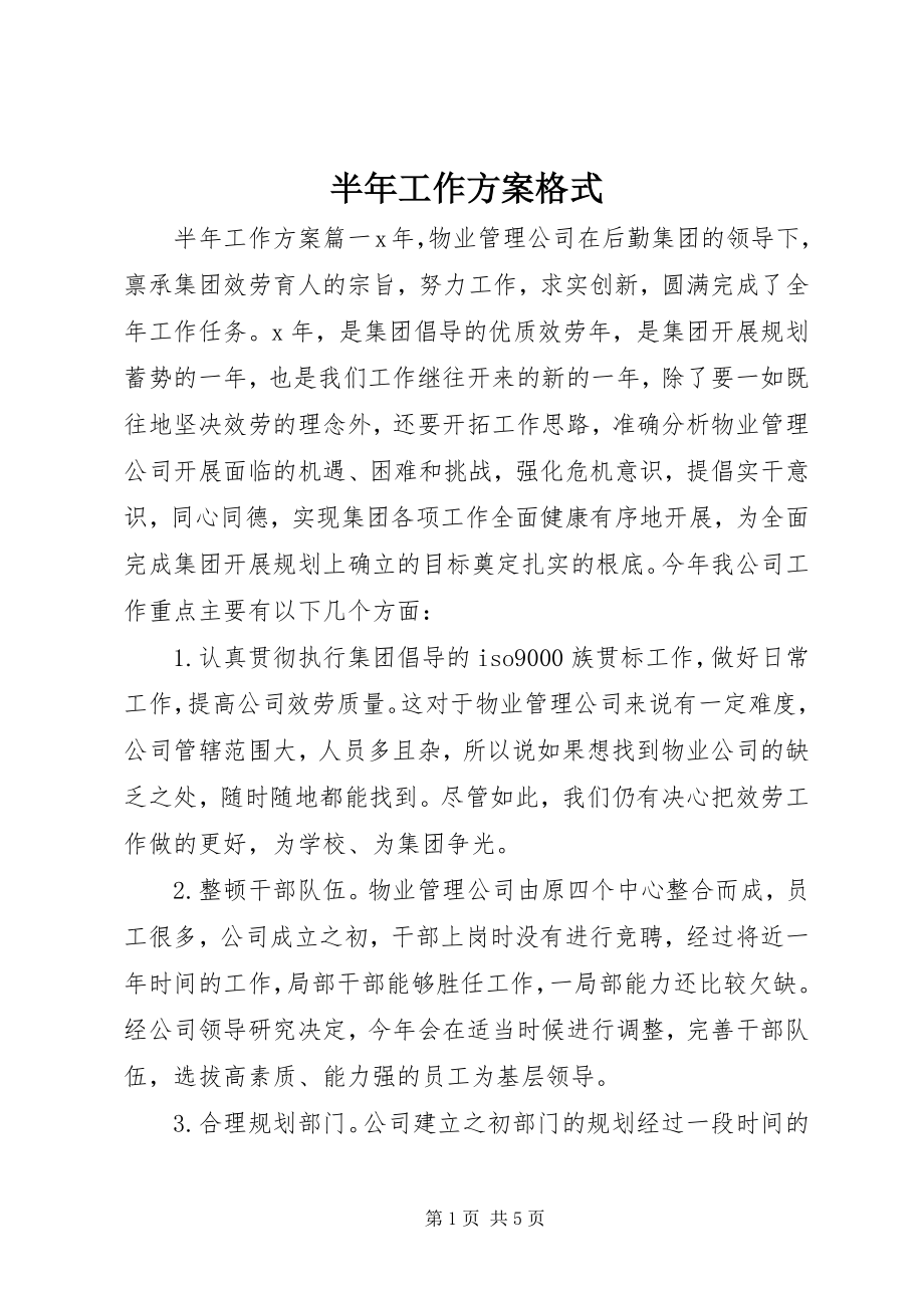 2023年半年工作计划格式新编.docx_第1页