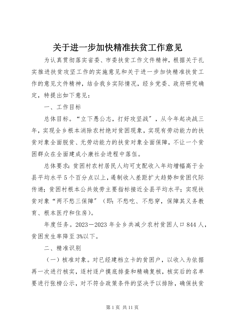 2023年进一步加快精准扶贫工作意见.docx_第1页