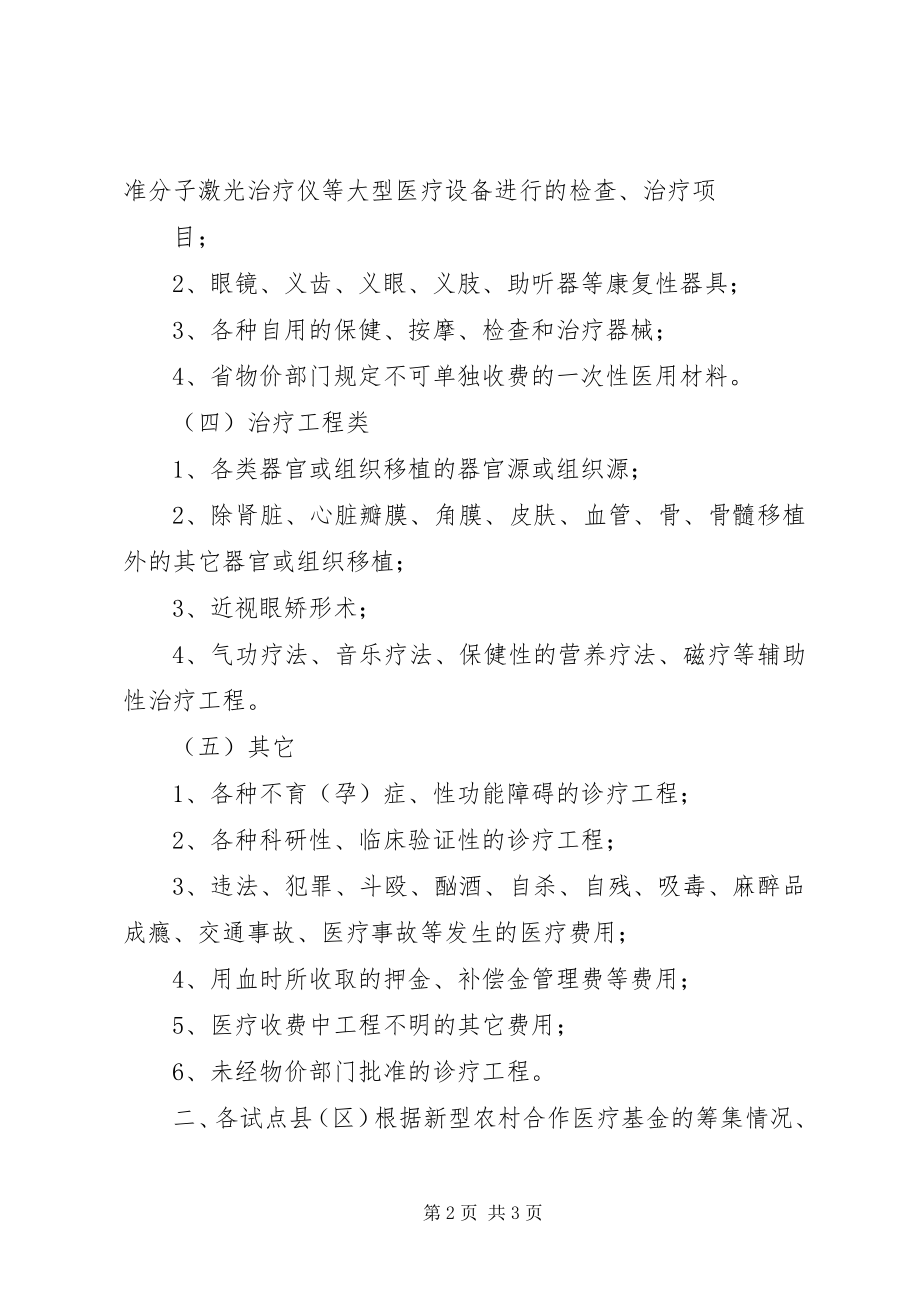 2023年XX省新型农村合作医疗限制补偿的诊疗项目范围新编.docx_第2页