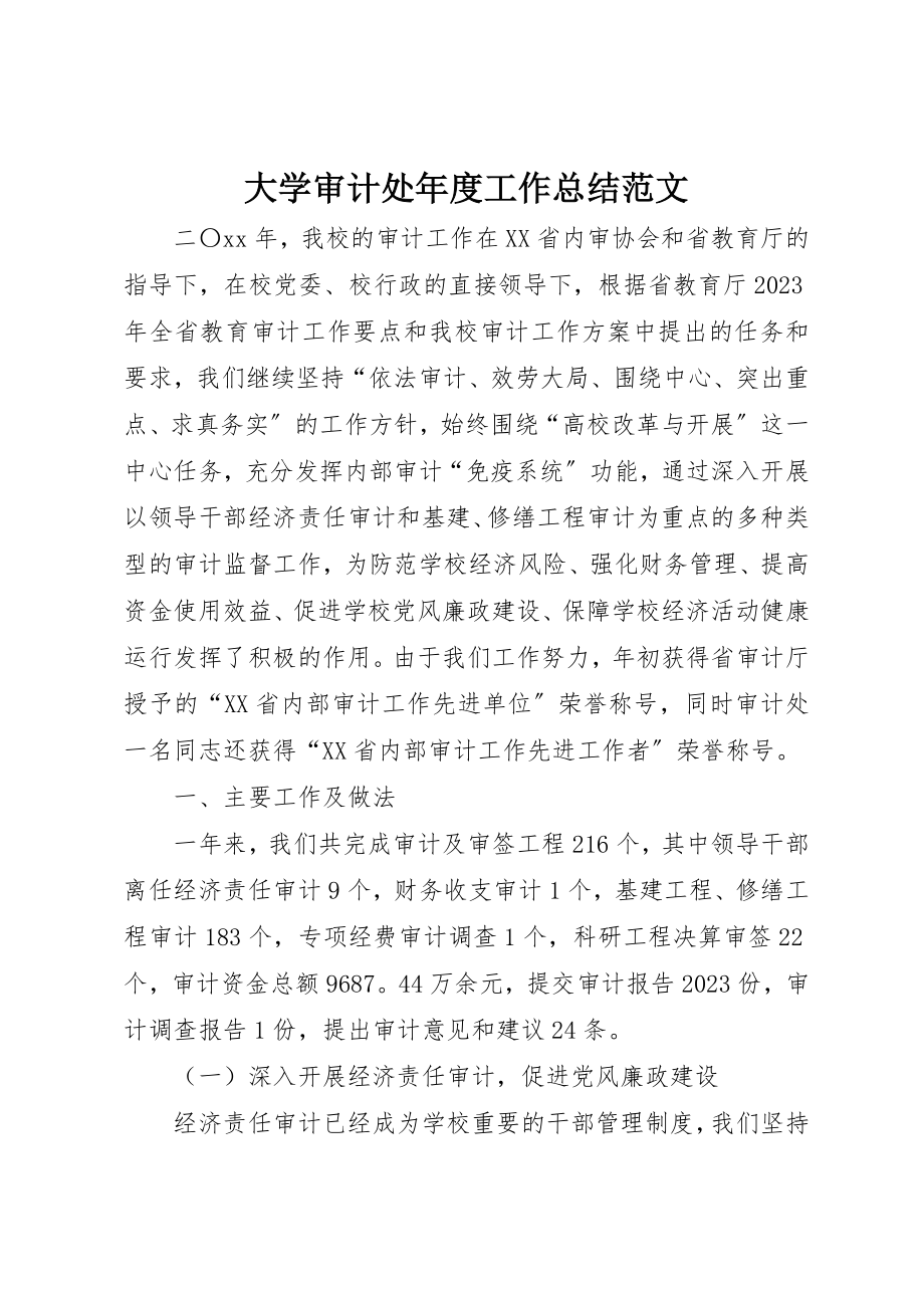 2023年大学审计处年度工作总结.docx_第1页