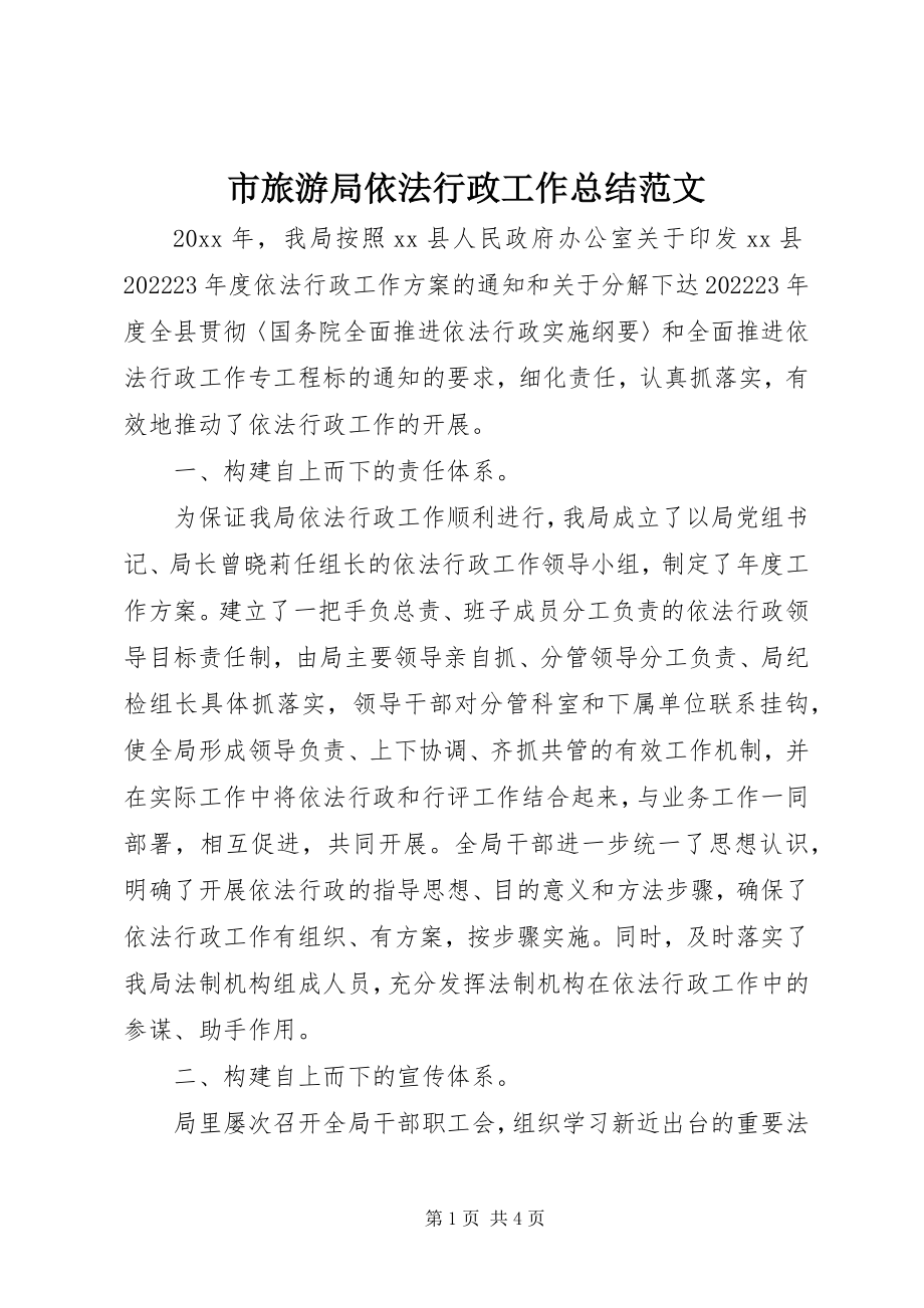 2023年市旅游局依法行政工作总结.docx_第1页