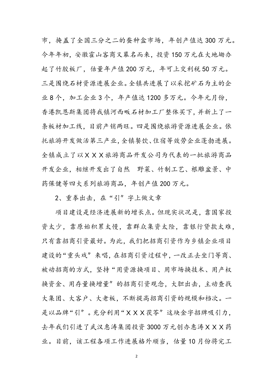 2023年县乡镇企业工作会上的发言材料.docx_第2页