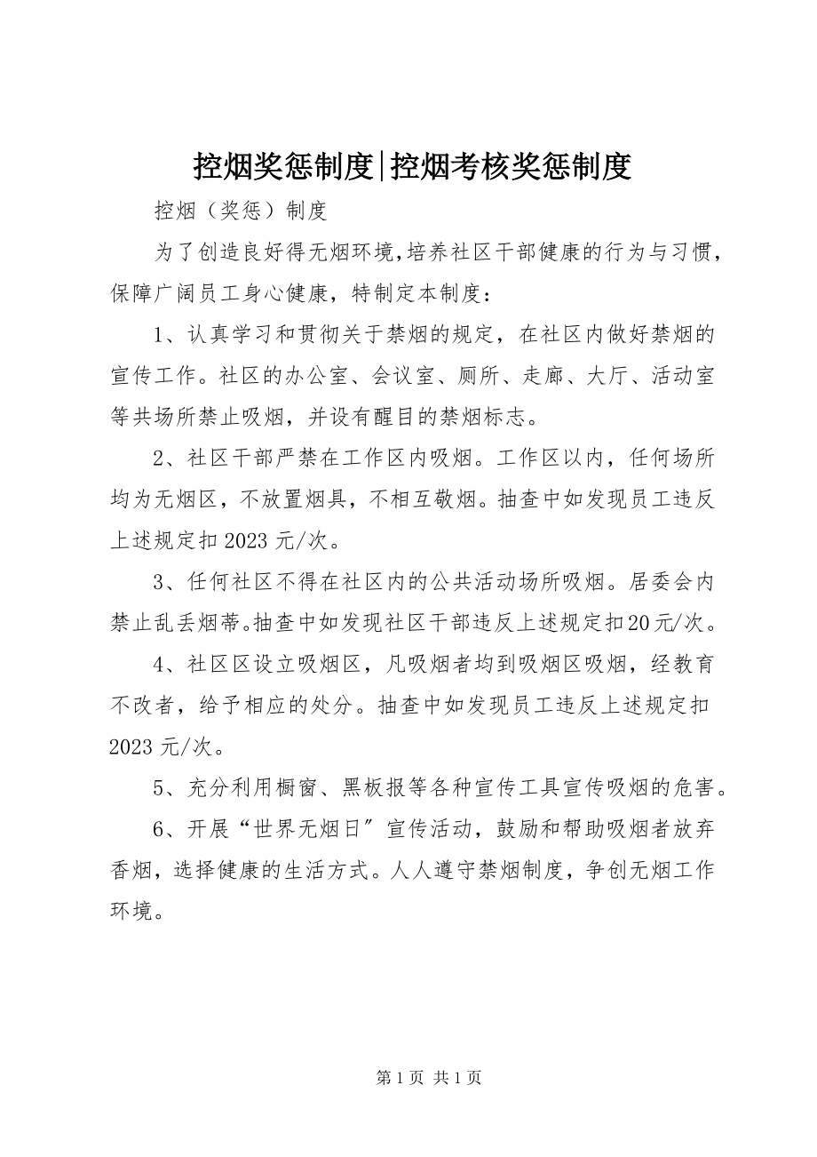 2023年控烟奖惩制度控烟考核奖惩制度.docx_第1页