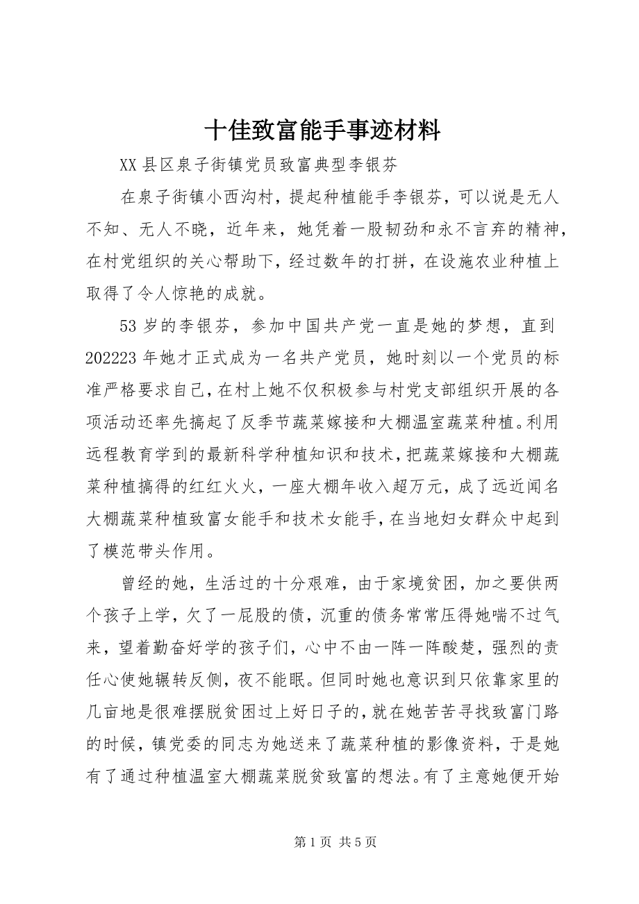 2023年十佳致富能手事迹材料.docx_第1页