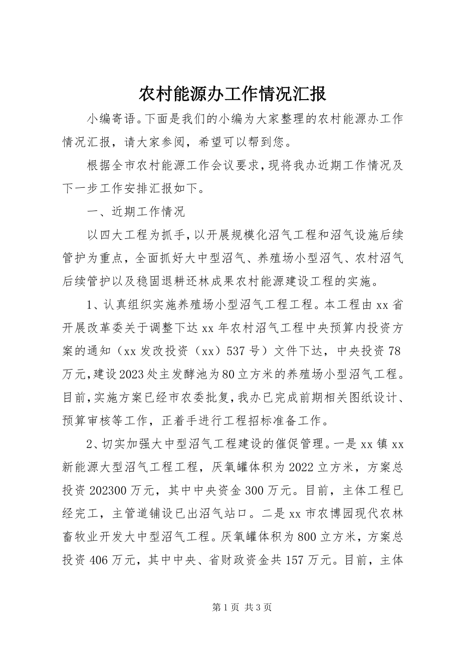 2023年农村能源办工作情况汇报.docx_第1页