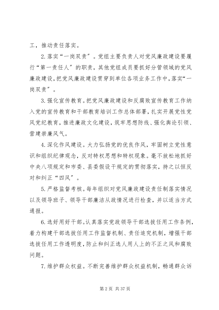 2023年落实党风廉政建设党组主体责任和纪检监督责任的实施办法.docx_第2页