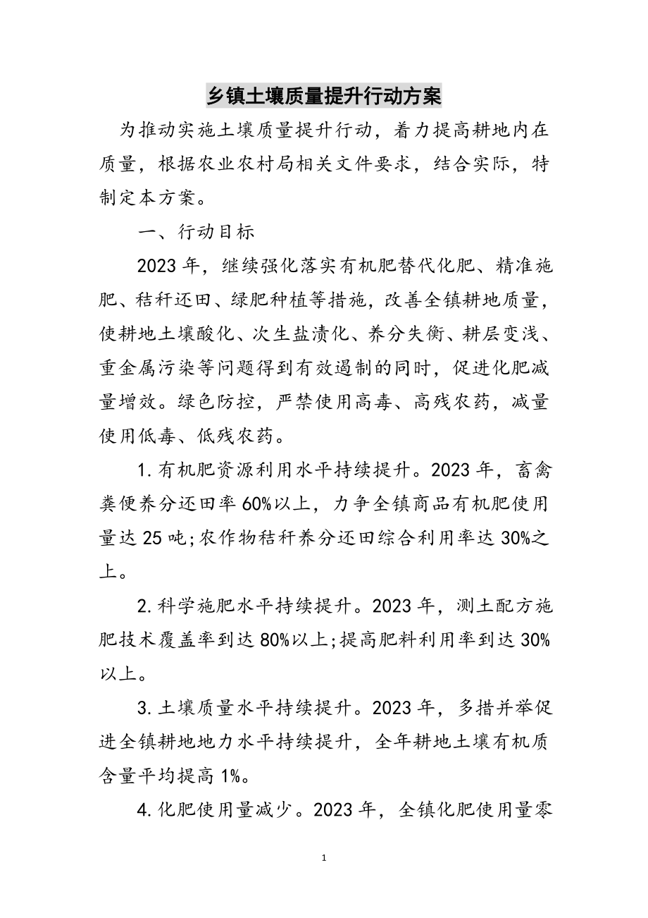 2023年乡镇土壤质量提升行动方案范文.doc_第1页