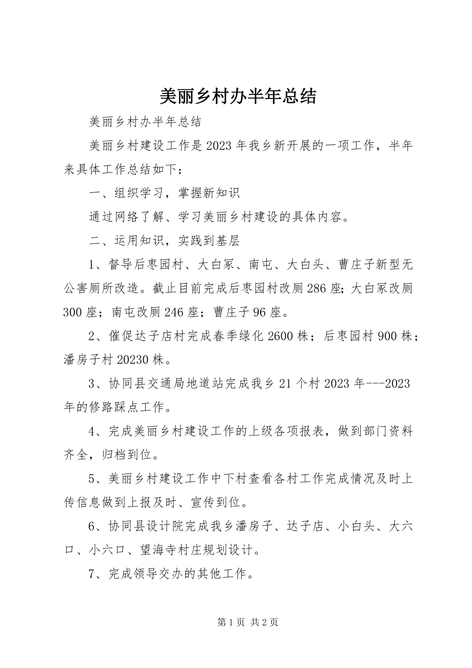 2023年美丽乡村办半总结.docx_第1页