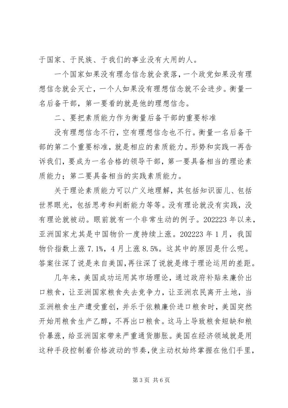 2023年理想信念和素质能力作为衡量后备干部的重要标准.docx_第3页