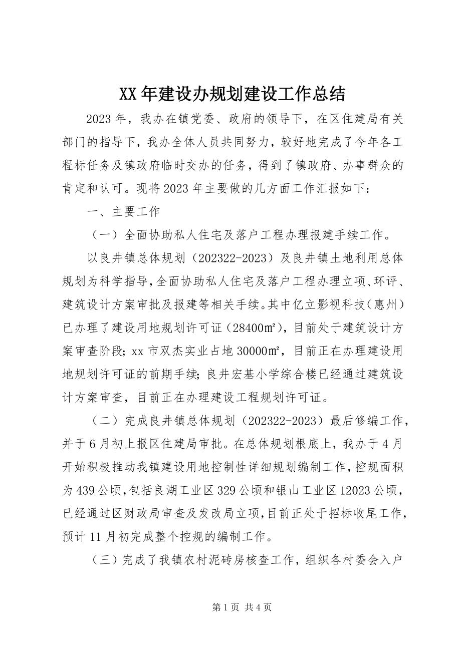 2023年建设办规划建设工作总结.docx_第1页