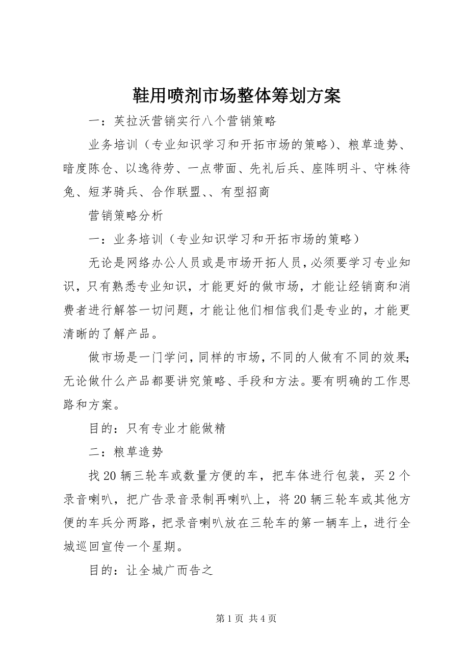 2023年鞋用喷剂市场整体策划方案.docx_第1页