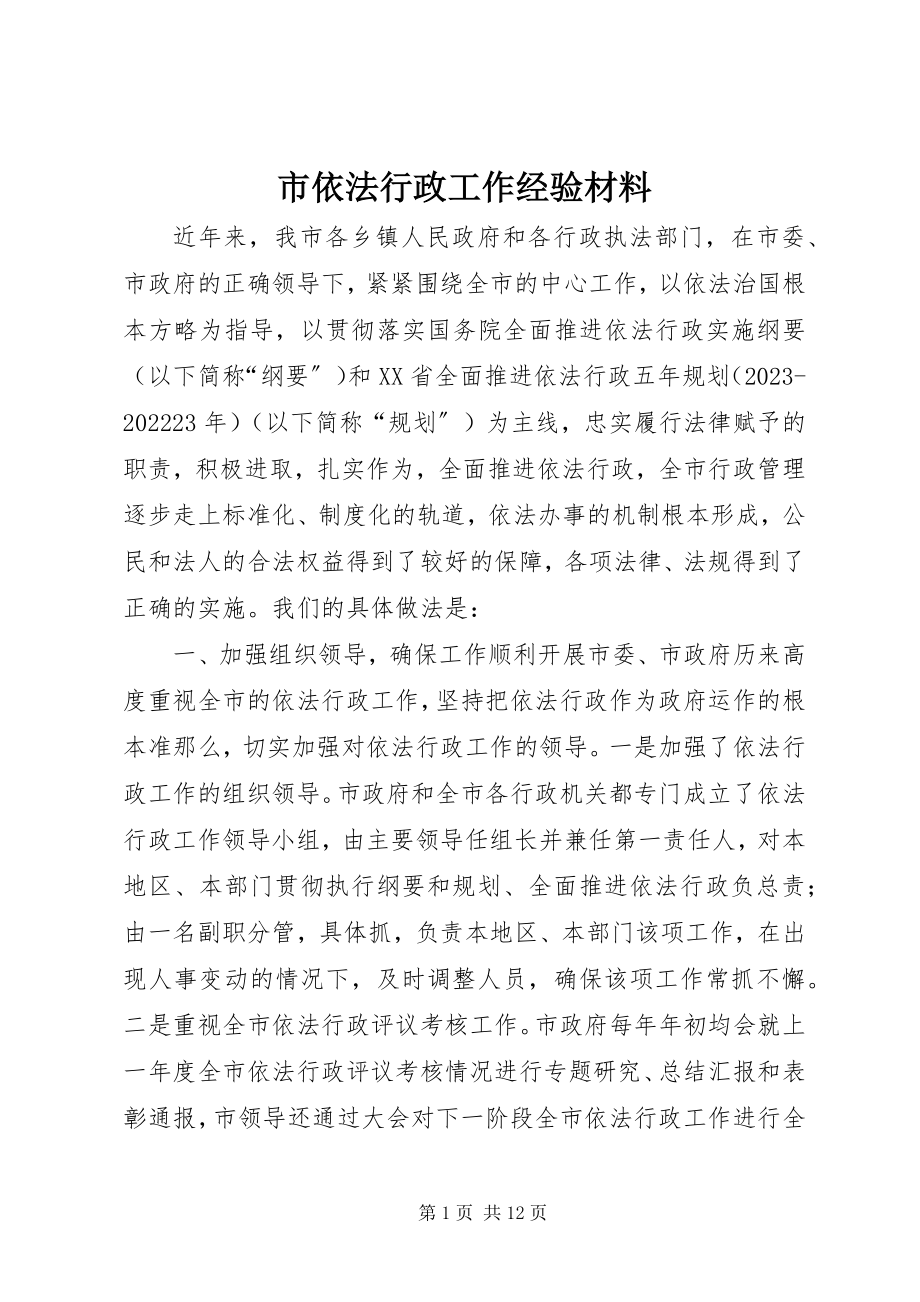 2023年市依法行政工作经验材料.docx_第1页