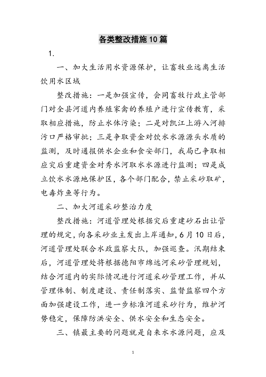 2023年各类整改措施10篇范文.doc_第1页