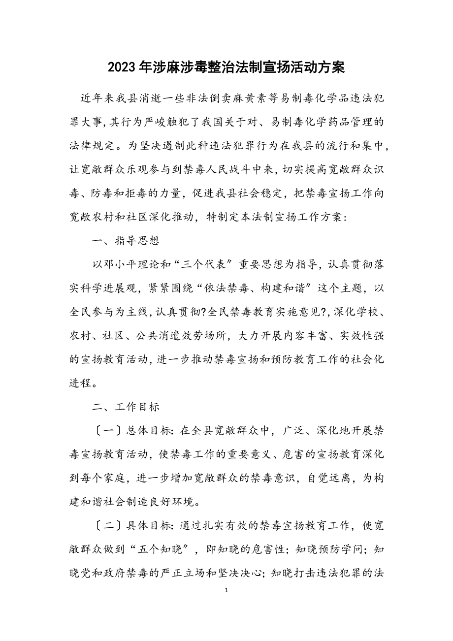 2023年涉麻涉毒整治法制宣传活动方案.docx_第1页