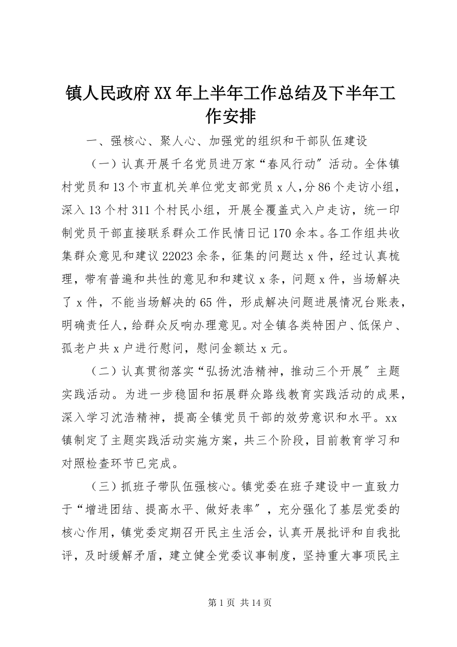 2023年镇人民政府上半年工作总结及下半年工作安排.docx_第1页