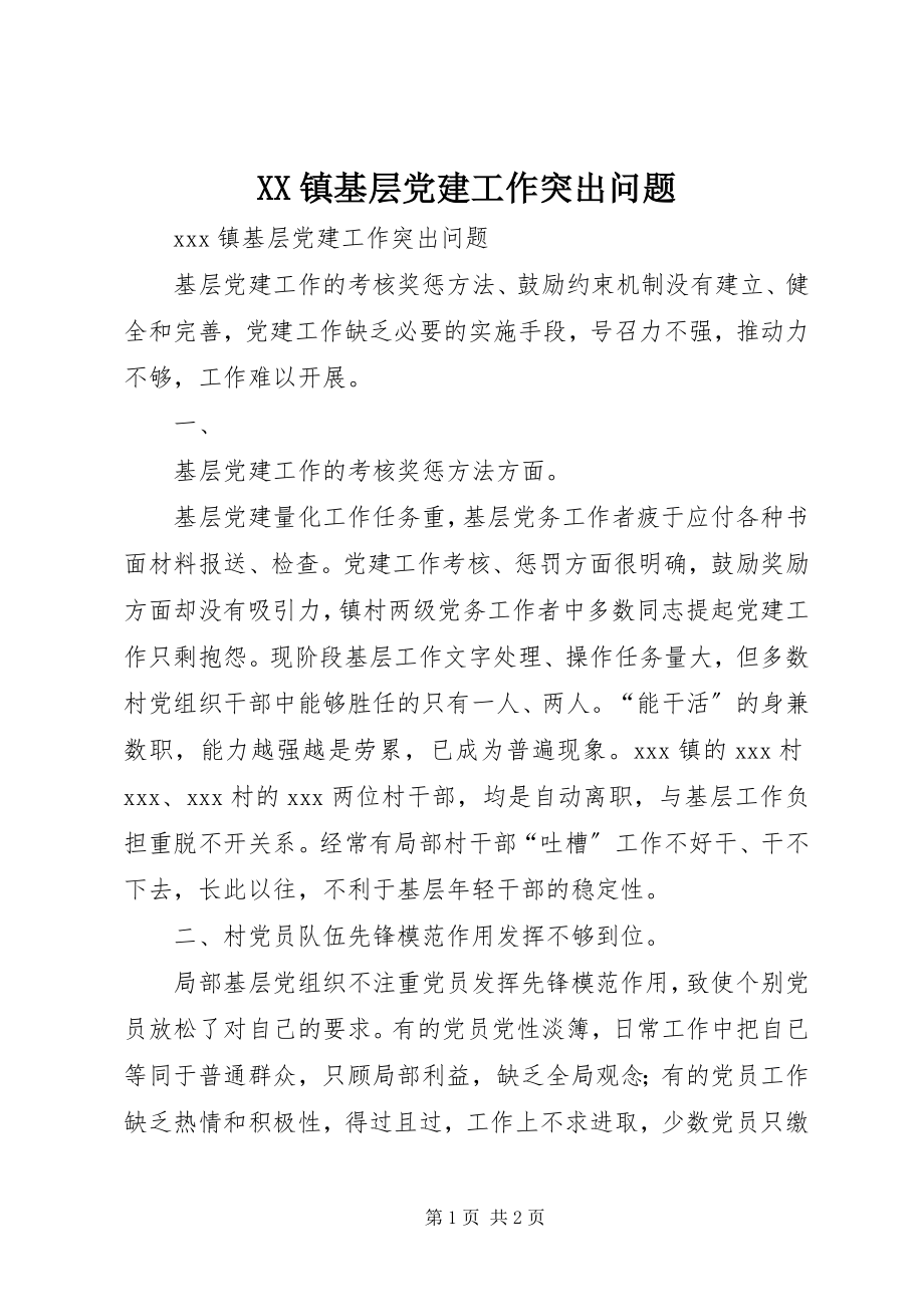 2023年XX镇基层党建工作突出问题新编.docx_第1页