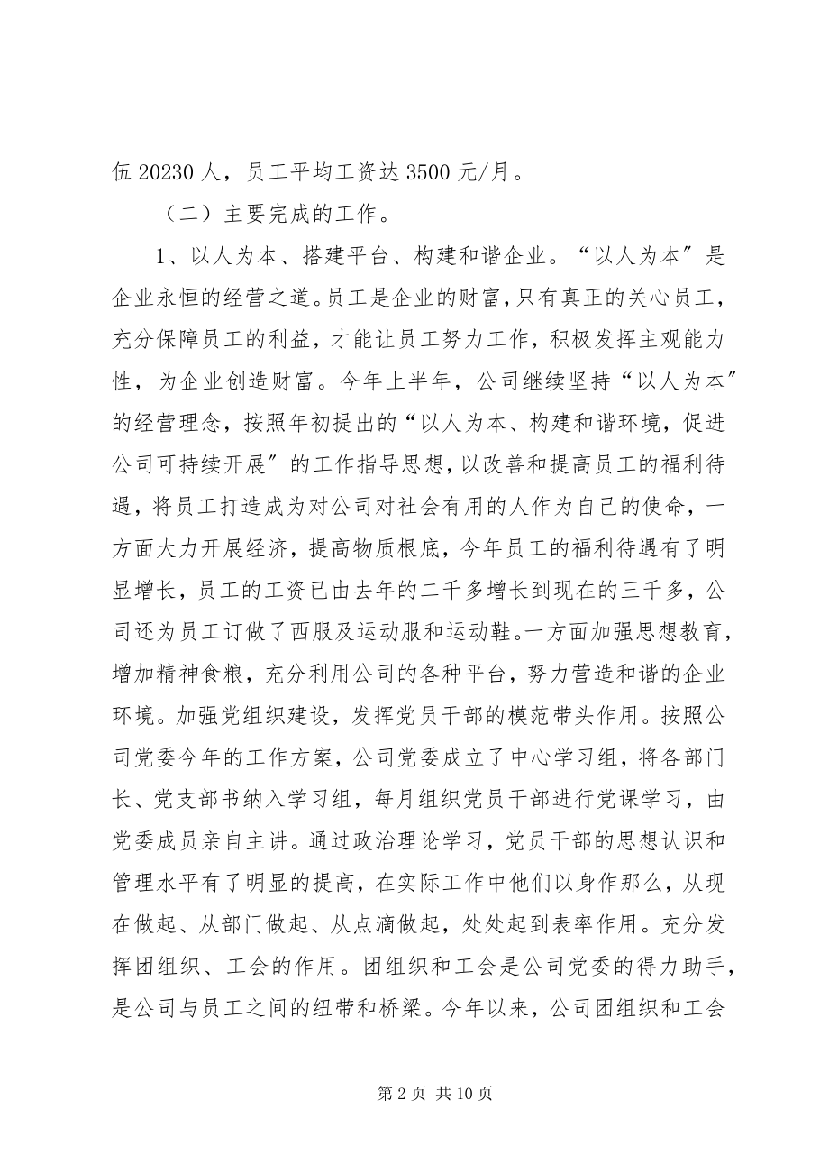 2023年公司某年上半年工作总结.docx_第2页