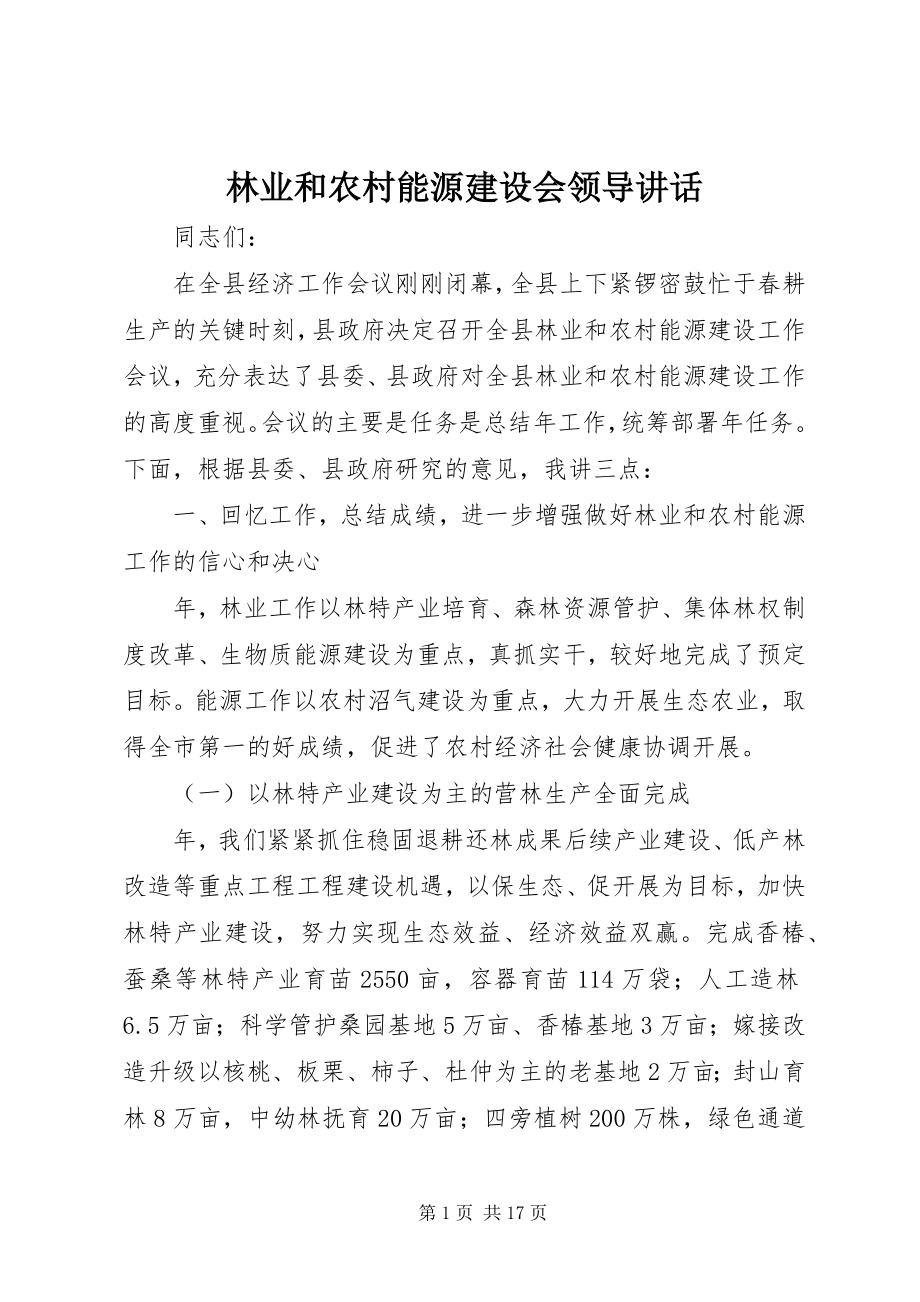 2023年林业和农村能源建设会领导致辞.docx_第1页